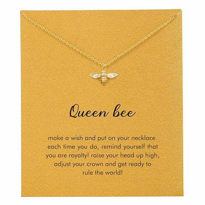 RZKING Golden Necklace for Women, Gifts for Best Friend Sister Mom Daughter - style: Bee