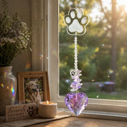 Pet Memorial Suncatcher, Dog Memorial Gifts, Pet Loss, Pet Sympathy, Thoughtful Dogs and Cats Remembrance, Bereavement Gifts - Purple - color: Purple