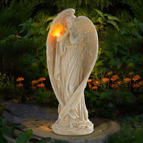 Angel Garden Statues Outdoor, Angel Figurine with Butterfly Solar Lights - style: Butterfly-2