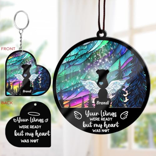 Custom Dog Memorial Suncatcher, Pet Loss Suncatcher, Personalized with Name Date Dog Breeds Sun Catcher, Stained Glass Light Catcher, Gifts for Dog Lovers, Dog Memorial Loss of Pet Sympathy Gift - color: #6 Dog Suncatcher