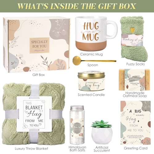 Get Well Soon Gift Baskets for Women, Care Package for Women After Surgery Recovery Gifts, Birthday Gifts, Thinking of You Cancer Care Gift for Sick Friends, Feel Better Encouragement Box - color: Sage Green