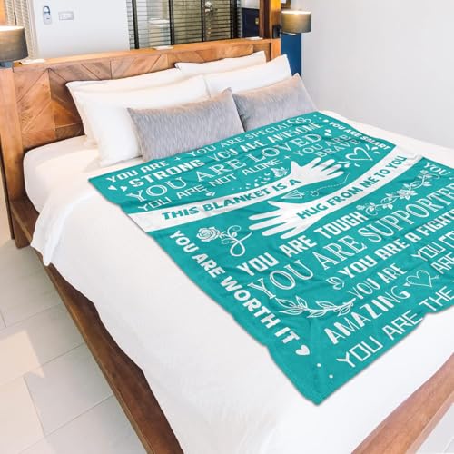 Healing Hug Blanket 60"x50", Encouragement Inspirational Thinking of You Gifts for Women, Chemotherapy Must Haves, Get Well Gifts for Women After Surgery, Teal - color: You Are-teal