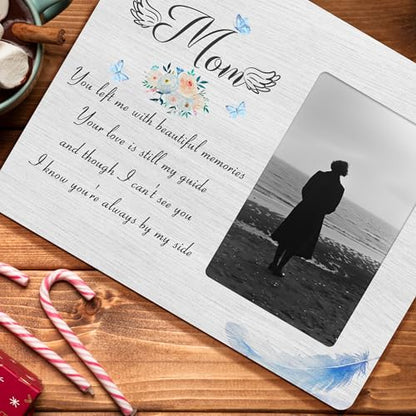 Mom Memorial Gifts for Loss of Mother, Remembrance Sympathy Gift Wooden Picture Frames, 4x6 inch Photo - color: Blue