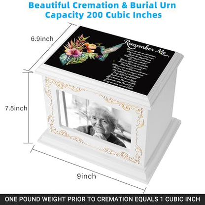 ADMLC Cremation Urns for Human Ashes Adult Up to 200 IBS with Photo Frame | 100% Wooden Handcrafted Memorial Keepsake Urn for Ashes,Funeral Burial Caskets Urn Suitable for Male Female Men Women Dad Mom
