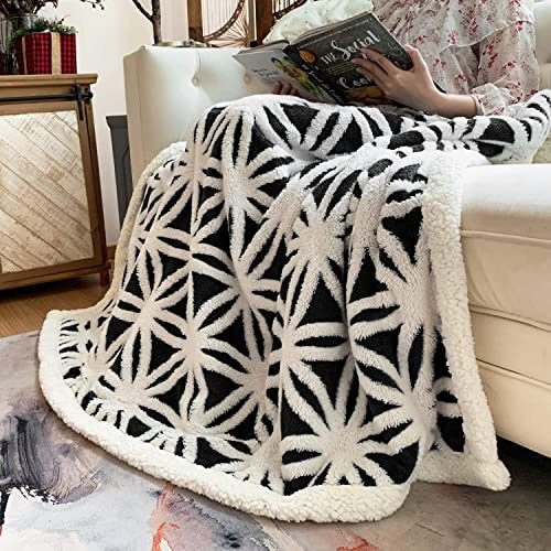 LOMAO Sherpa Fleece Blanket Fuzzy Soft Throw Blanket Dual Sided Blanket for Couch Sofa Bed (Black, 60''x80'') - color: Black, size: 60''x80''
