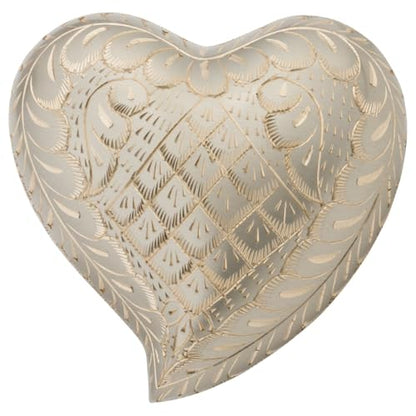 Platinum Elegance Heart Keepsake Cremation Urn for Ashes, Brass, Silver Urn, Keepsake Sized Cremation Urn, 3 Inches Wide - color: Platinum Elegance