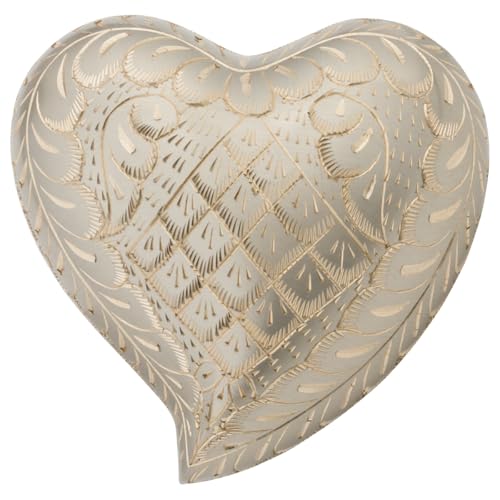 Platinum Elegance Heart Keepsake Cremation Urn for Ashes, Brass, Silver Urn, Keepsake Sized Cremation Urn, 3 Inches Wide - color: Platinum Elegance