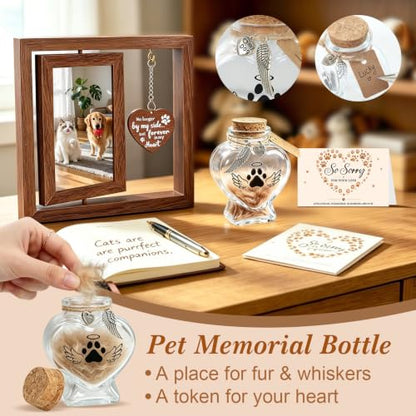 Dog Memorial Gifts for Loss of Dog with 4x6 Rotating Photo Frame Fur Keepsake Jar Paw Print Kit Pet Memorial Gifts for Dogs Pet Bereavement Remembrance Sympathy Gift Keepsake Passing Away Memorial