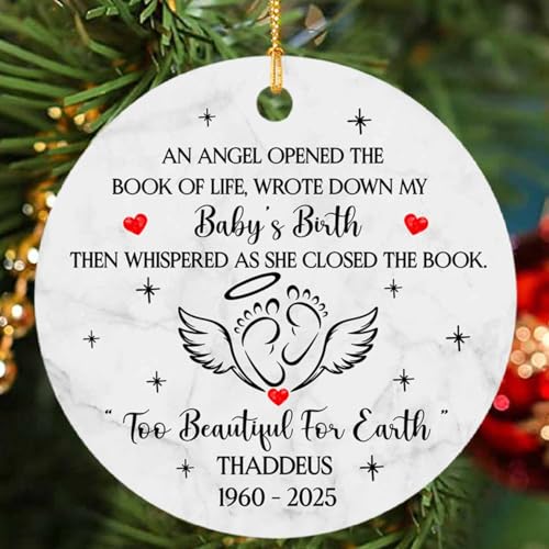 an Angel Opened The Book of Life Christmas Ornament 2026, Memorial Sympathy Gifts, Customized in Memory Ornaments for Loss Loved Ones, Personalized Bereavement Gifts, Memorial 1st Xmas Ornament - color: An Angel Opened the Book of Life Ornament
