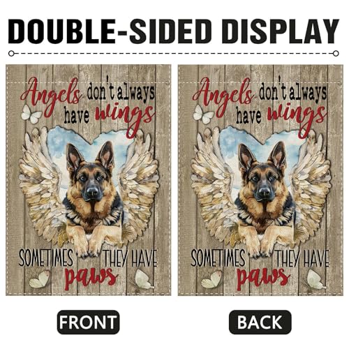 Dyrenson Memorial German Shepherd Dog Garden Flag, Angels Don't Always Have - color: German Shepherd Dog, size: 12" x 18"