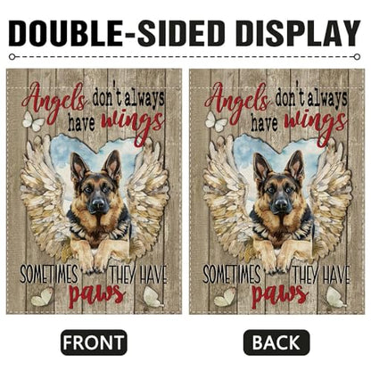 Dyrenson Memorial German Shepherd Dog Garden Flag, Angels Don't Always Have - color: German Shepherd Dog, size: 12" x 18"