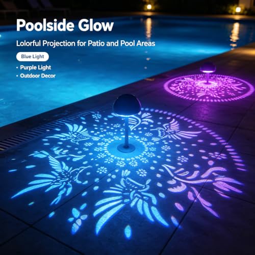 Upgraded 2 Pack 3-in-1 Solar Pathway Lights: RGB & Warm White Color Changing Garden Lights, Waterproof Outdoor Lighting for Garden, Yard, Path, Cemetery Grave