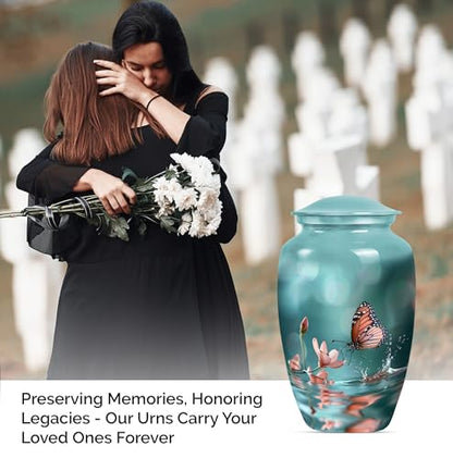 Butterfly Urn for Ashes - Large Adult Urn - 200 lbs Capacity - Polished Multicolor Metal Urn - 10 INCH - size: #1 (Large Size)