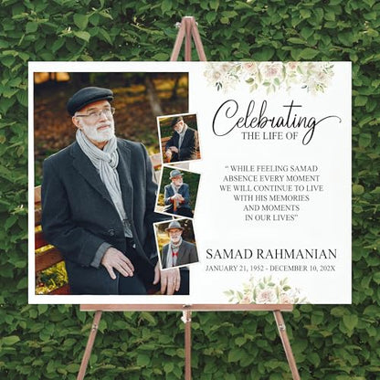 Custom Funeral Welcome Sign, Memorial Yard Sign, Celebration of Life Welcome Board, Personalized Remembrance Sign for Funeral Service - CCTC10 - color: Background #10