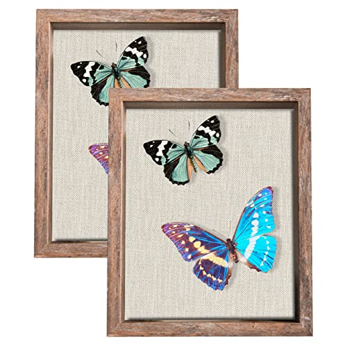 2 Packs 8x10 Shadow Box Frame with Linen Back - Sturdy Rustic Memory Display Case of Flower, Pictures, Medals and More, Rustic Brown - color: Rustic Brown, size: 8x10 2P