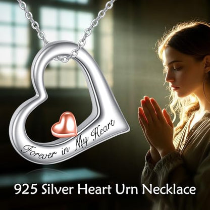 VONALA Urn Necklace Sterling Silver Memorial gifts for Ashes Keepsake Jewelry - style: Heart