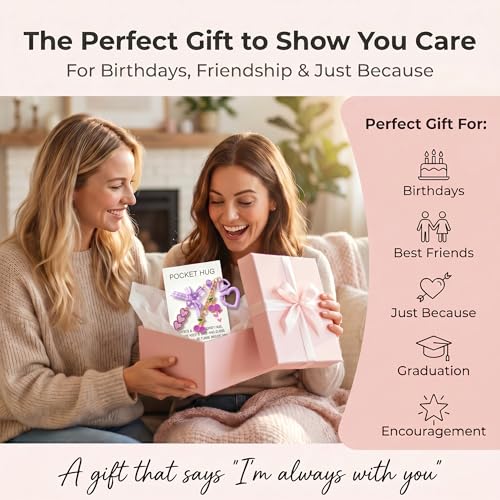 YOJO Pocket Hug Keychain, Love Keychain with Positive Affirmation Card, Emotional Support, Inspirational Gift - color: Diamond Purple