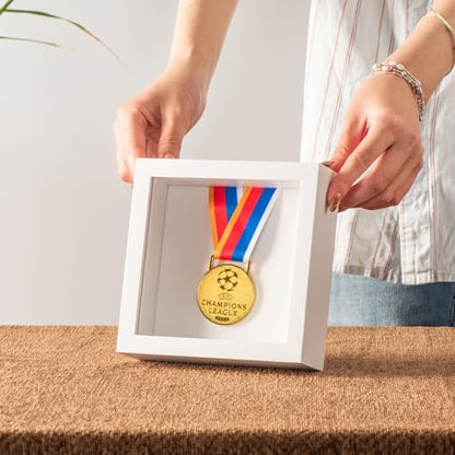 5x5 Small Shadow Box Frame with Ultra-Clear Glass & Soft Linen Back - color: White+high Definition Panel + Shatter-proof Packaging, size: 5x5