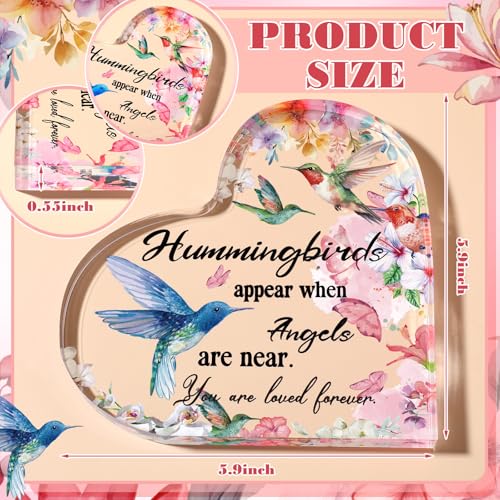 Yulejo Red Cardinal Memorial Gift Acrylic Heart Sympathy, Flower Style - style: Flower Style