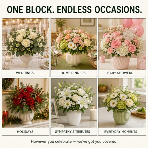 Florables Wet Floral Foam Blocks (5.5" L x 3.1" W x 1.7" H, Pack of 3) – Green Foam for Flower Arrangements, Floral Foam Base & Bouquet Foam for Fresh Flowers, Wedding Flower Arranging Supplies - size: Small pack of 3