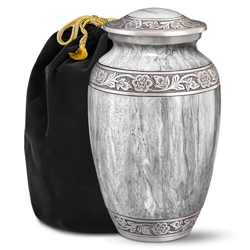 Light Gray Watercolor Urn for Ashes Adult Male – Large Cremation Urns for Human Ashes – Memorial Funeral Urn for Men & Women, Home Display, or Burial - color: Gray, size: Large