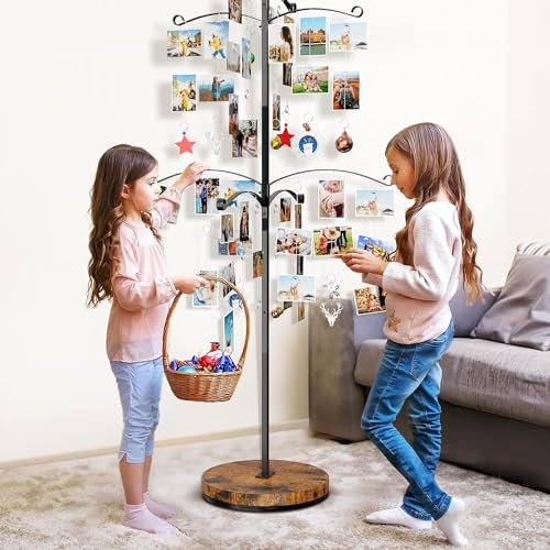 Miratino 5FT Family Tree,Party Photo Display Tree, Picture Holder Stand,90 Clips Holder for 4x6, 5x7 Picture Polaroid Frames Hanging & Card Tree Holders (Black) - color: Black