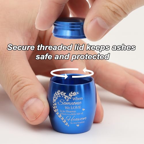 Small Urns & Necklaces for Human Ashes Set of 8, Memorial Keepsake Blue
