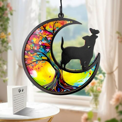 Dog Memorial Suncatcher,Pet Remembrance Gift with Sympathy Card,Tree of Life DIY Ornament for Loss of Dog(God's Butterfly) - color: Butterfly