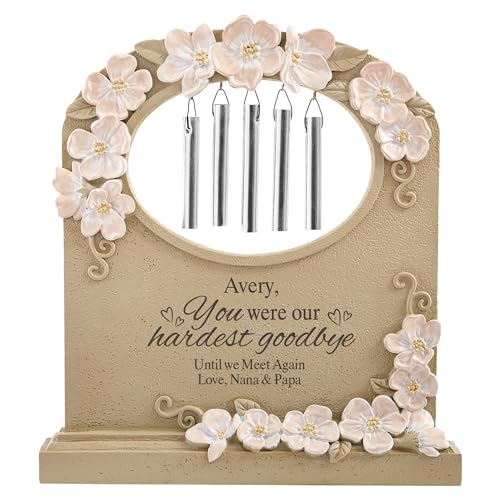 Let's Make Memories Personalized Tabletop Memorial Chime - Sympathy - Condolences - Made of Resin - Flower-Adorned - Hardest Goodbye - style: Hardest Goodbye