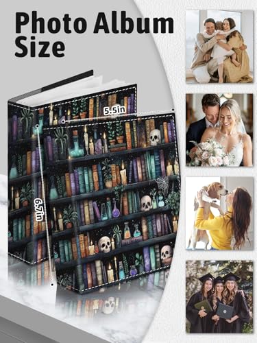 Photo Album 4x6, 56 Pockets Small Picture Book Goth Bookshelf - color: Goth Bookshelf