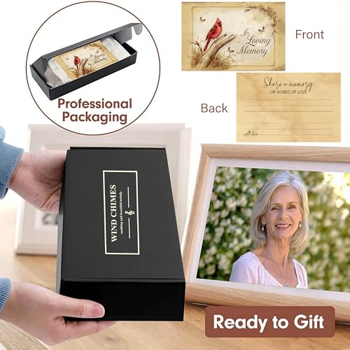 Memorial Wind Chimes for Loss of Mother, Sympathy Gifts for Loss of Mother - 36'' Red Cardinal Wind Chimes for Outside with Mute Option, Gift for Someone Who Lost Their Mom, in Memory of Mom