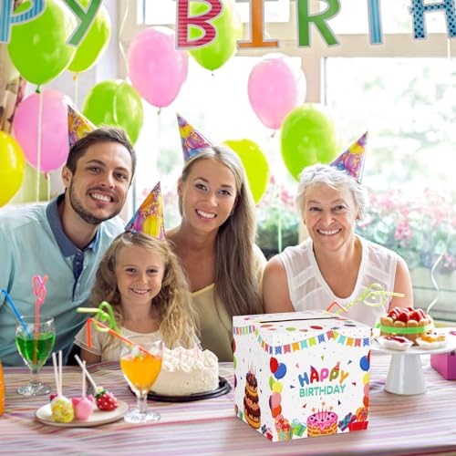 Hxezoc Happy Birthday Card Box Party Favors Post Box Cardboard Receiving Money Box Holder for Kids Baby Adults Birthday Party, Baby Shower Table Centerpiece Decorations Supplies - style: Birthday
