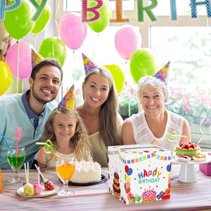 Hxezoc Happy Birthday Card Box Party Favors Post Box Cardboard Receiving Money Box Holder for Kids Baby Adults Birthday Party, Baby Shower Table Centerpiece Decorations Supplies - style: Birthday