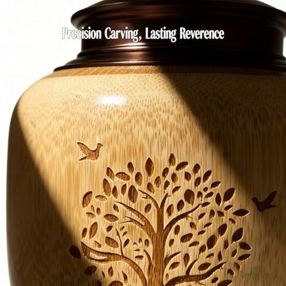 2pcs Cremation Urns for Human Ashes, Urn for Ashes Adult Male with Tree of Life, Bamboo Small Urns for Human Ashes, Memorial Funeral Urn for Men Women Dad Mom,Up to 30 cu in (Small) - size: Small