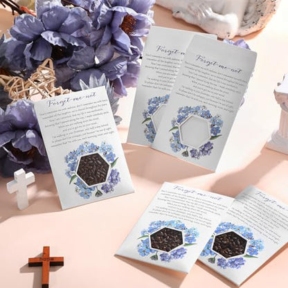 50 Pcs Forget Me Not Seed Packets Envelopes with Clear Window Resealable Seed Organizer Storage Bag Celebration of Life Packets for Funerals Loss of Loved One