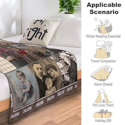 Artsadd Personalized Blanket in Memory of Mother Father, Custom Throws with Picture Text Name, Memorial Gift for Loss of Loved One,Remembrance Gift - color: Multi Photos+multi Names 02