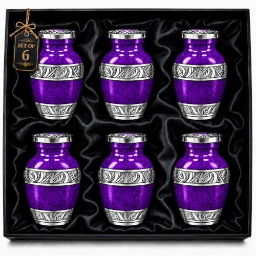 Small Urns for Human Ashes - Elegant Keepsake Cremation Urns - Purple - size: Purple Small Set of 6