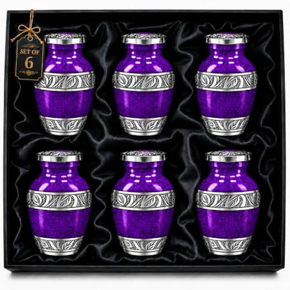 Small Urns for Human Ashes - Elegant Keepsake Cremation Urns - Purple - size: Purple Small Set of 6