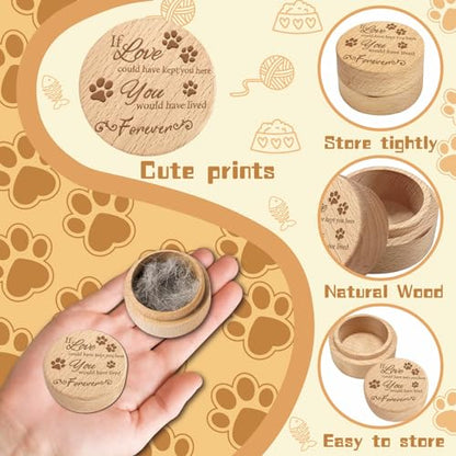 CREATCABIN Mini Pet Wood Urns Small Pet Urns for Ashes Animal Hair Keepsake Box Case Paw Print Round Burlywood Decorative Urns Funeral Cremation Urn Memorial Box Gift for Dogs Cats 2x1.6Inch - style: Paw Print-19E