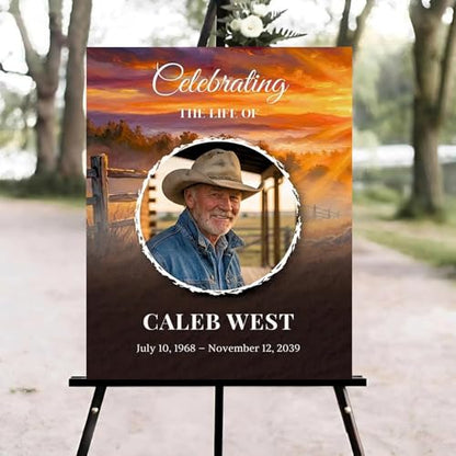 Western Cowboy Funeral Welcome Sign, Celebration of Life Welcome Sign, in Loving Memory Sign, Celebration of Life, Celebration of Life Sign, Memorial Sign with Photo,Funeral Welcome Sign #Tfo12 - color: Version #20