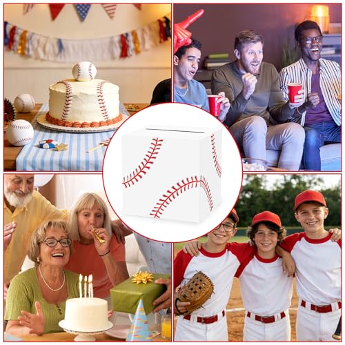 Hxezoc Baseball Card Box Sports Party Favors Post Box Cardboard Receiving Money Holder for Baseball Theme Wedding Reception, Baby Showers, Anniversary, Birthday Party, Table Centerpiece Decorations - style: Baseball