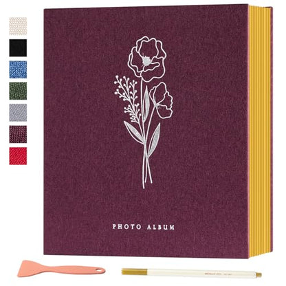 Lanpn Self Adhesive Photo Album Scrapbook 40 Pages, Linen Photos Albums DIY Sticky Magnetic Pages holds 4X6 7x5 A5 Picture for Family Wedding Birthday (Small-20 Sheets/40 Pages, Purple) - color: Purple, size: Sticky Page (Small,40 Pages)