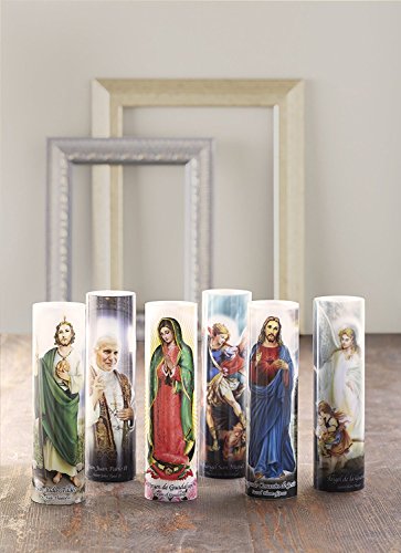 Saints Collection St. Anthony Flickering LED Prayer Candle - English & Spanish Prayers, Unique Religious Decoration for Altar, Mantle or Home - style: St Anthony