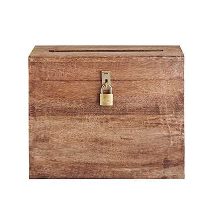 Wooden Wedding Card Box with Lock and Card Slot for Reception, Party W15 - color: Walnut