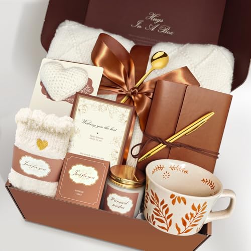 Care Package Gift Basket for Women – Cozy Self Care Comfort Birthday Gifts – Sending Sunshine Thinking of You or Get Well Soon Gift for Mom, Friend or Sister - color: Cafe Au Lait