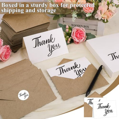 600 PCS Thank You Cards with Envelopes Matching Stickers Thank You Notes Bulk 4x6 Inch Minimalistic Design for Business Baby Shower Wedding Small Business Graduation Bridal Shower Funeral White - color: White