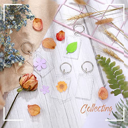 Junkin 150 Pack Acrylic Photo Keychains Clear Personalized Picture Frame Keychain Holder Blank Photo Insert Keyring DIY Favor - style: Rectangle
