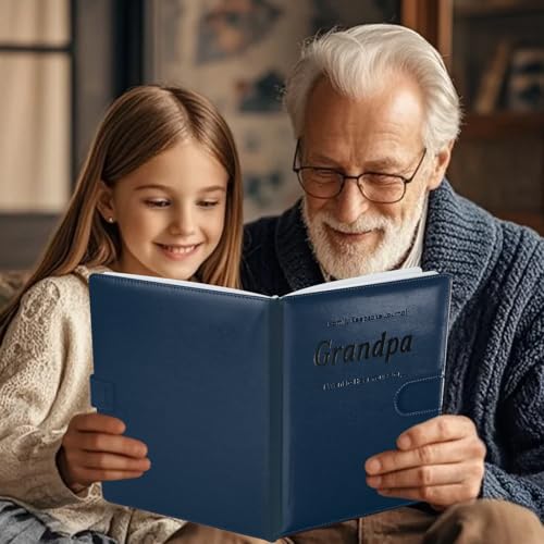 Artmag Grandpa's Life Story Journal with 250+ Prompt Questions, Family Keepsake Book Leather Cover for Grandpa to Share His Memories for Birthday Father's Day Christmas (Blue) - style: Grandpa's Life Story Journal （Blue）