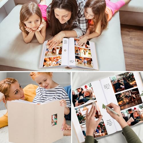 450 Pocket 4x6 Photo Album with Writing Space, Linen Cover, Beige - color: khaki