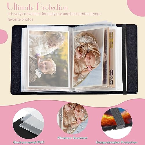 Photo Album 4x6 Photos - 60 Photos Capacity PU Leather Cover Photo Album with Strong Elastic Band, Portable Picture Album for Family Wedding Wedding Anniversary, Fire Football - color: Fire Football